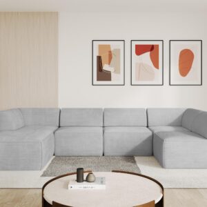 wohnli-moebel-suche-800001616758-1 WOHNLANDSCHAFT Ottomane Links MOVO-L 345x180x78 cm Grau Cord Textil ALTDECOR Möbel > Sofas & Couches > Wohnlandschaften > Wohnlandschaften U-Form Grau
