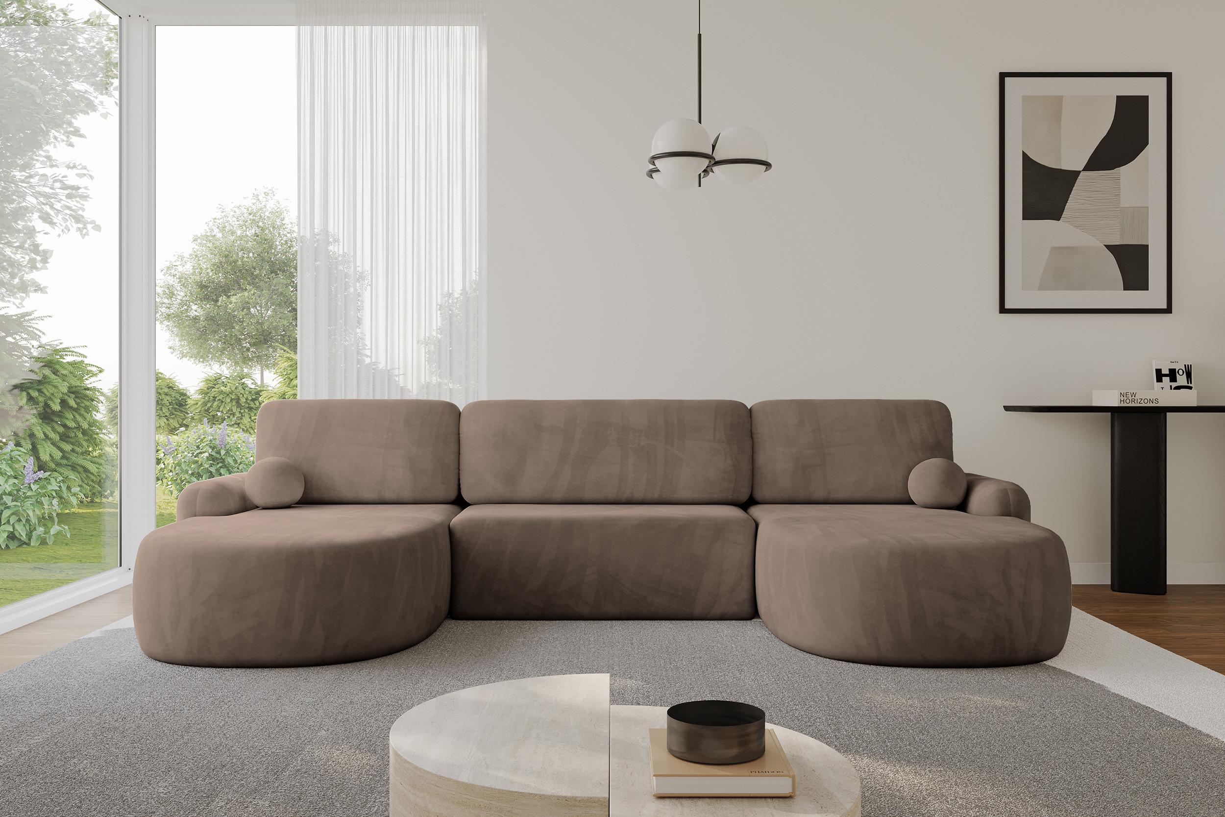 wohnli-moebel-suche-800001616763-1 WOHNLANDSCHAFT mit Schlaffunktion und Bettkasten LIRA-U - 335x172x89 Braun Textil ALTDECOR Möbel > Sofas & Couches > Wohnlandschaften > Wohnlandschaften U-Form Braun