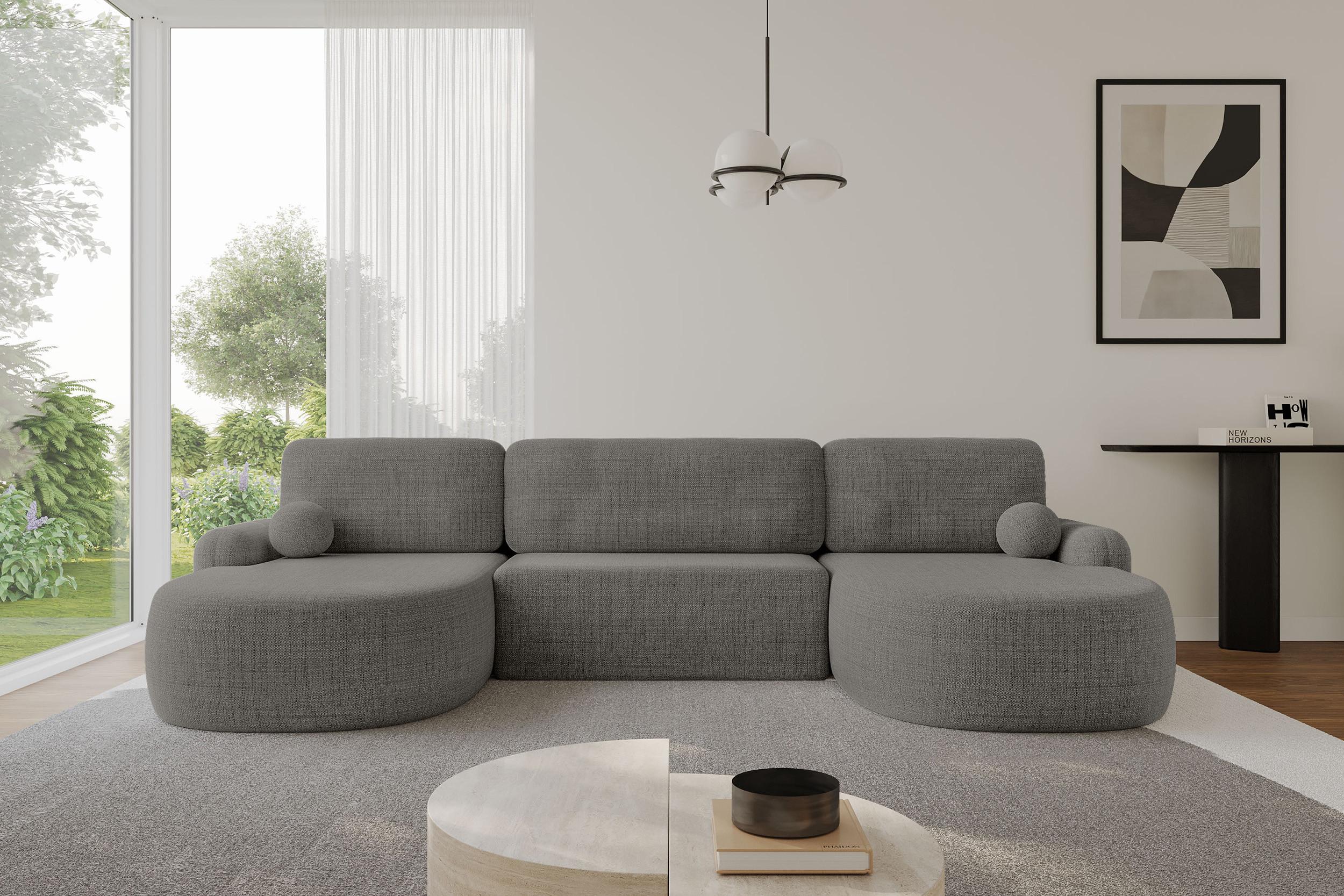 wohnli-moebel-suche-800001616766-1 WOHNLANDSCHAFT mit Schlaffunktion und Bettkasten LIRA-U - 335x172x89 Grau Textil ALTDECOR Möbel > Sofas & Couches > Wohnlandschaften > Wohnlandschaften U-Form Grau