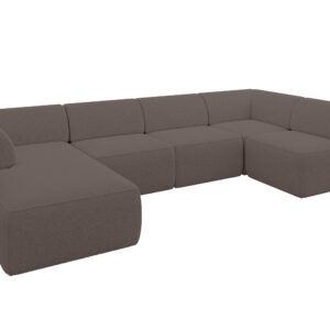 Wohnli Möbelsuche - WOHNLANDSCHAFT Ottomane Links MOVO-L 345x180x78 cm Braun Bouclé
