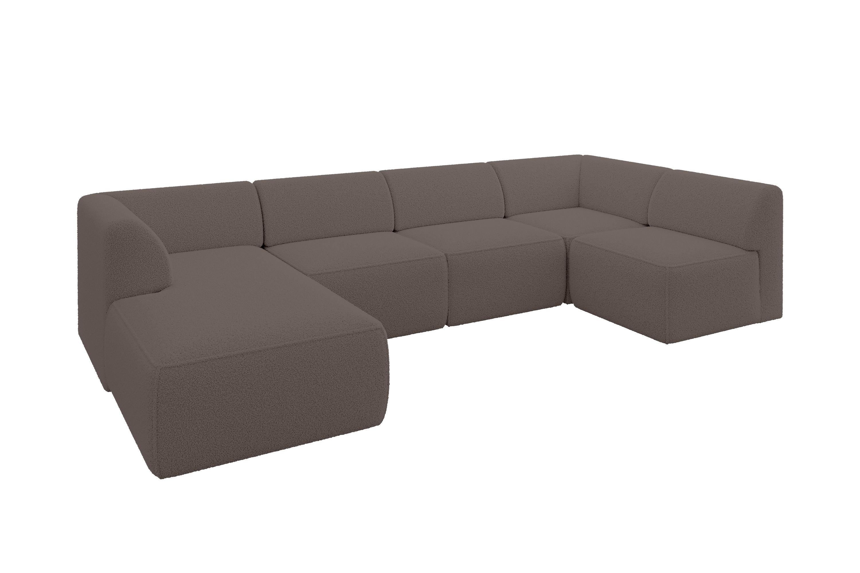 wohnli-moebel-suche-800001616769 Wohnli Möbelsuche - WOHNLANDSCHAFT Ottomane Links MOVO-L 345x180x78 cm Braun Bouclé