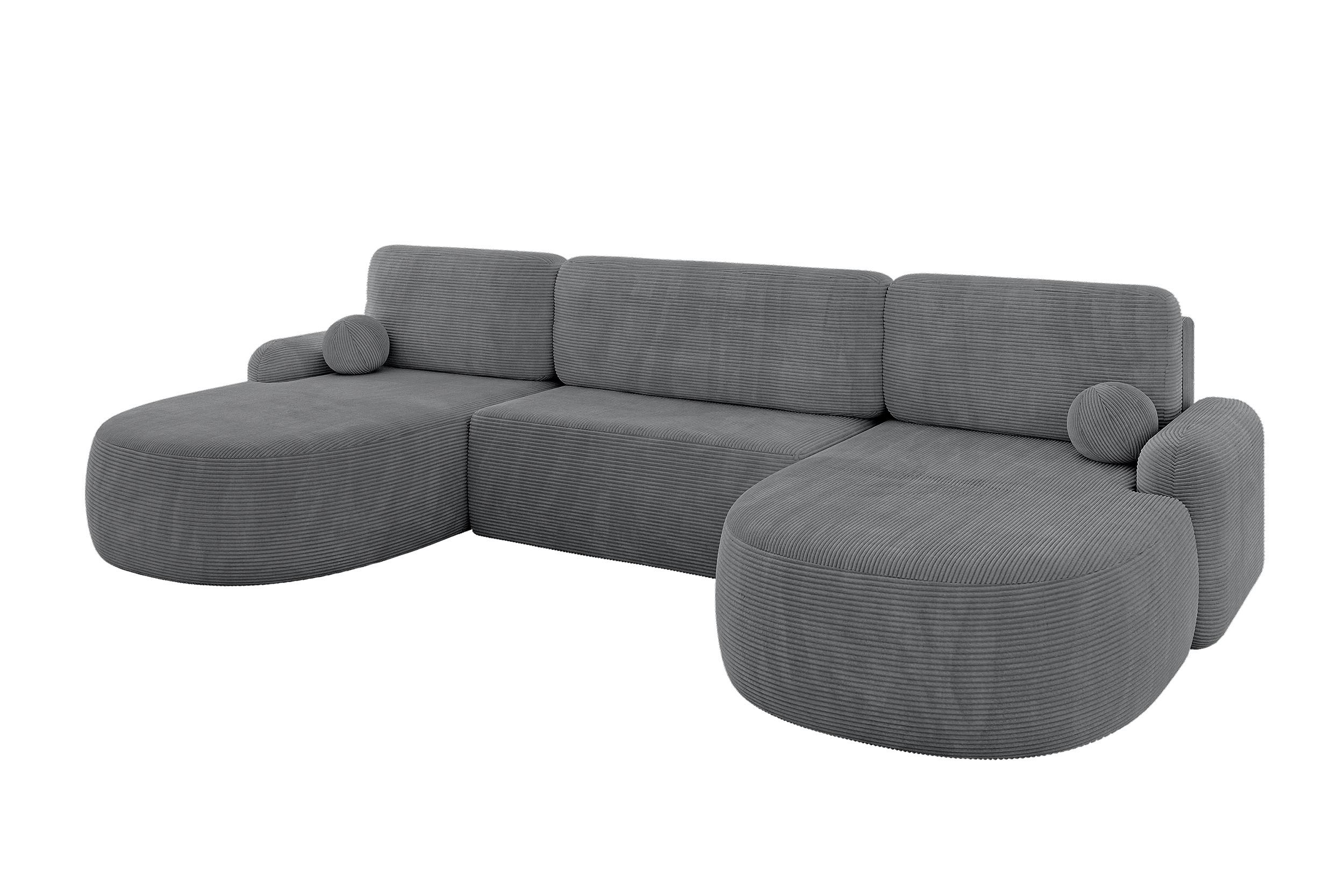 Wohnli Möbelsuche - WOHNLANDSCHAFT mit Schlaffunktion und Bettkasten LIRA-U - 335x172x89 Dunkelgrau