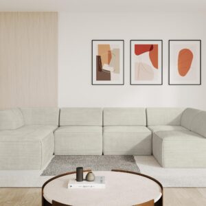 wohnli-moebel-suche-800001616800-1 WOHNLANDSCHAFT Ottomane Links MOVO-L 345x180x78 cm Cream Cord Textil ALTDECOR Möbel > Sofas & Couches > Wohnlandschaften > Wohnlandschaften U-Form Weiß