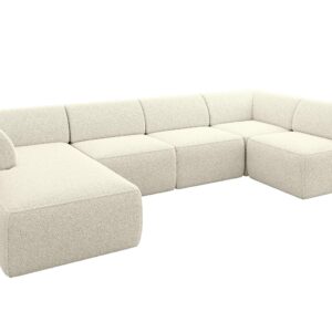 Wohnli Möbelsuche - WOHNLANDSCHAFT Ottomane Links MOVO-L 345x180x78 cm Beige Bouclé