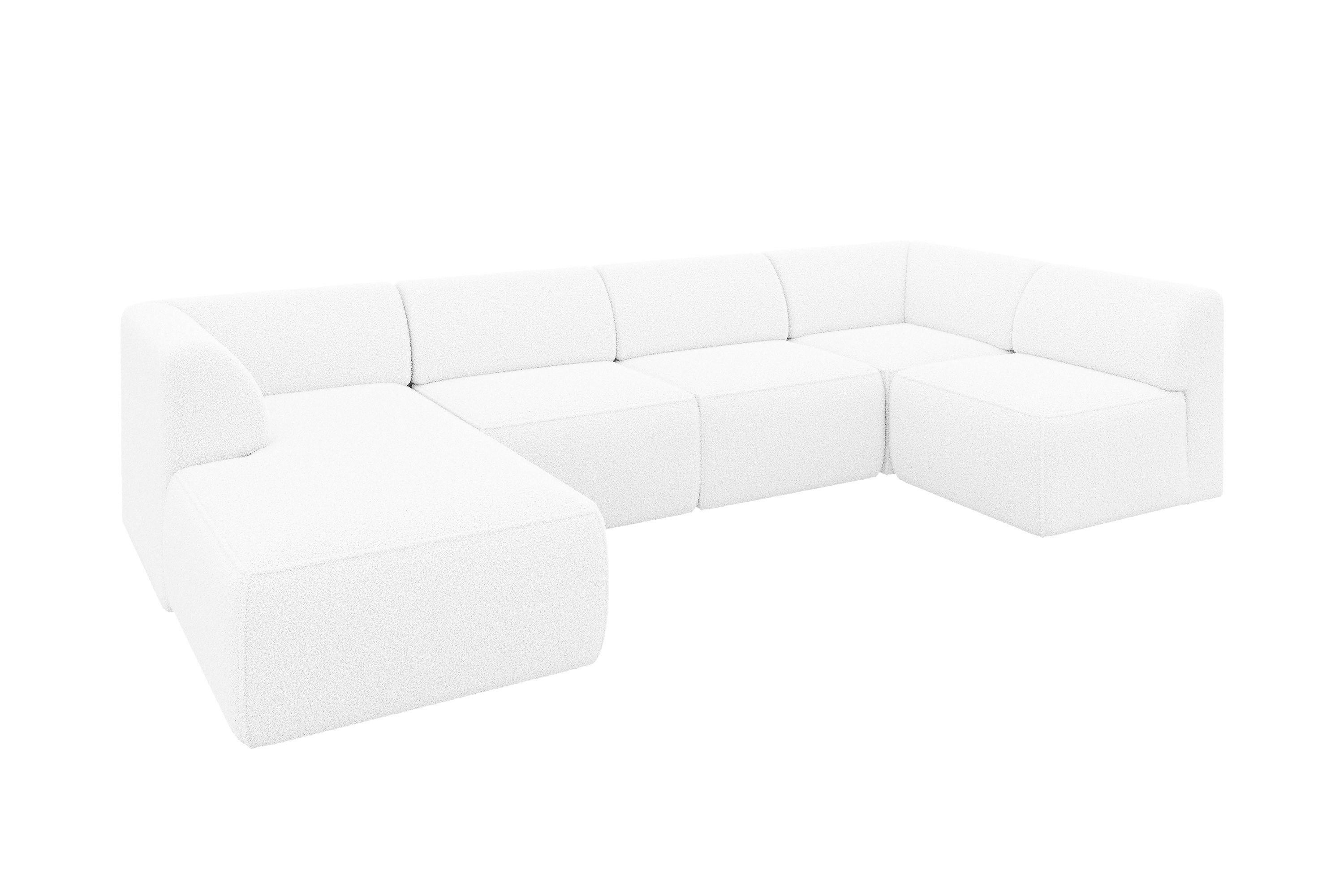 wohnli-moebel-suche-800001616805 Wohnli Möbelsuche - WOHNLANDSCHAFT Ottomane Links MOVO-L 345x180x78 cm Weiß Bouclé