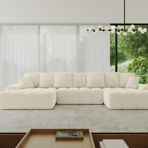 wohnli-moebel-suche-800001616813-1 WOHNLANDSCHAFT ENSI-U - 353x164x69 cm Creme Textil ALTDECOR Möbel > Sofas & Couches > Wohnlandschaften > Wohnlandschaften U-Form Braun