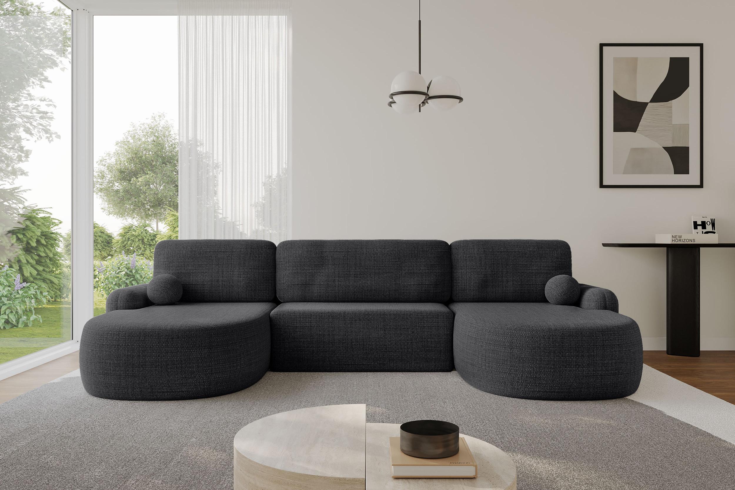 wohnli-moebel-suche-800001616822-1 WOHNLANDSCHAFT mit Schlaffunktion und Bettkasten LIRA-U - 335x172x89 Schwarz Textil ALTDECOR Möbel > Sofas & Couches > Wohnlandschaften > Wohnlandschaften U-Form Schwarz