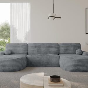WOHNLANDSCHAFT mit Schlaffunktion und Bettkasten LIRA-U - 335x172x89 Dunkelgrau Textil ALTDECOR Möbel > Sofas & Couches > Wohnlandschaften > Wohnlandschaften U-Form Grau