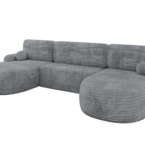 Wohnli Möbelsuche - WOHNLANDSCHAFT mit Schlaffunktion und Bettkasten LIRA-U - 335x172x89 Dunkelgrau