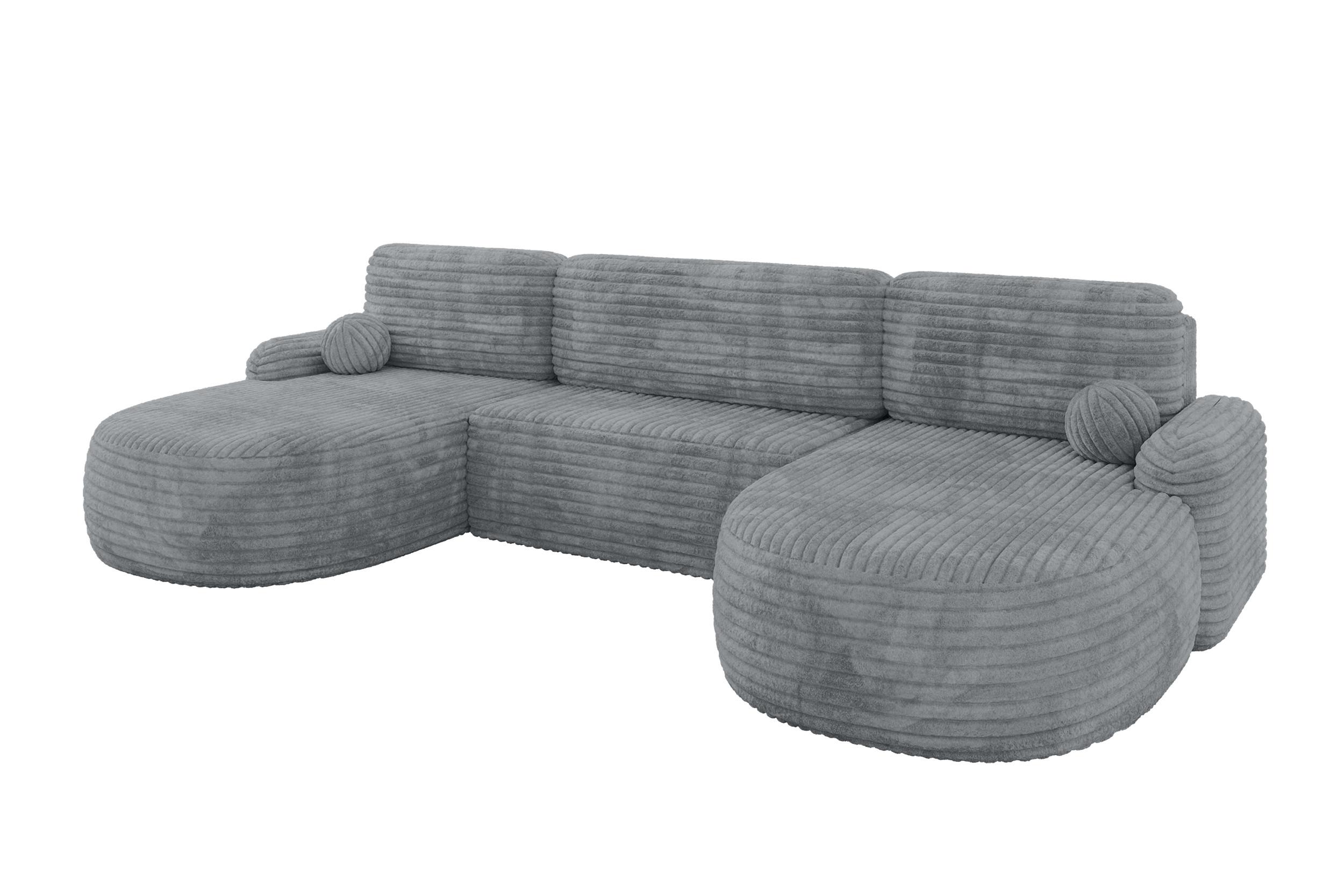 Wohnli Möbelsuche - WOHNLANDSCHAFT mit Schlaffunktion und Bettkasten LIRA-U - 335x172x89 Dunkelgrau