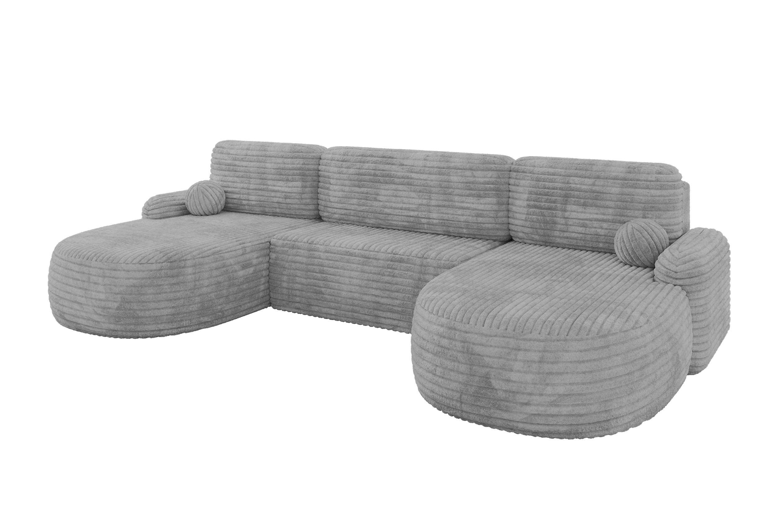 wohnli-moebel-suche-800001616837 Wohnli Möbelsuche - WOHNLANDSCHAFT mit Schlaffunktion und Bettkasten LIRA-U - 335x172x89 Hellgrau