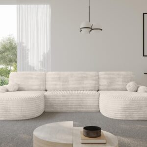 WOHNLANDSCHAFT mit Schlaffunktion und Bettkasten LIRA-U - 335x172x89 Creme Textil ALTDECOR Möbel > Sofas & Couches > Wohnlandschaften > Wohnlandschaften U-Form Weiß