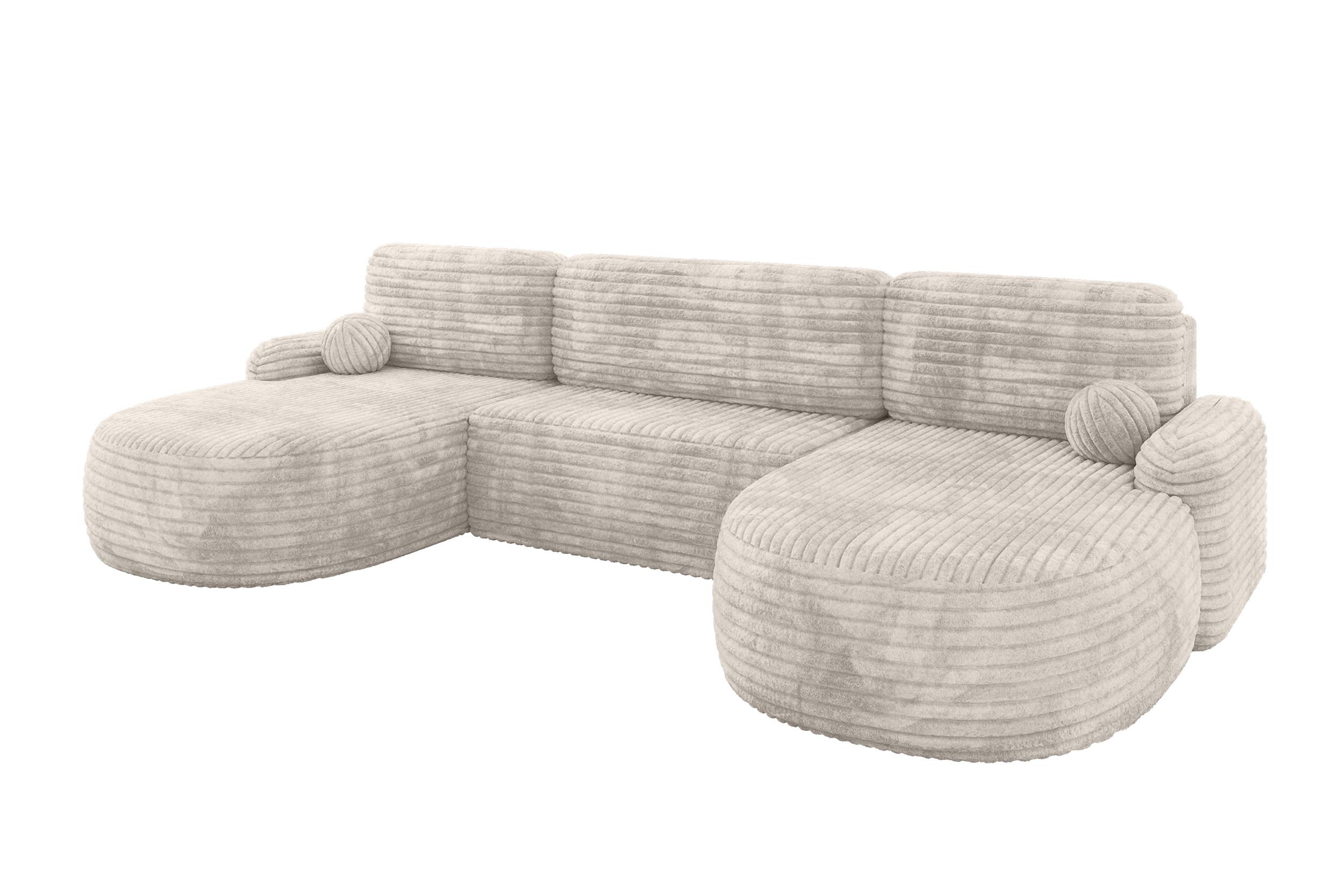 Wohnli Möbelsuche - WOHNLANDSCHAFT mit Schlaffunktion und Bettkasten LIRA-U - 335x172x89 Creme