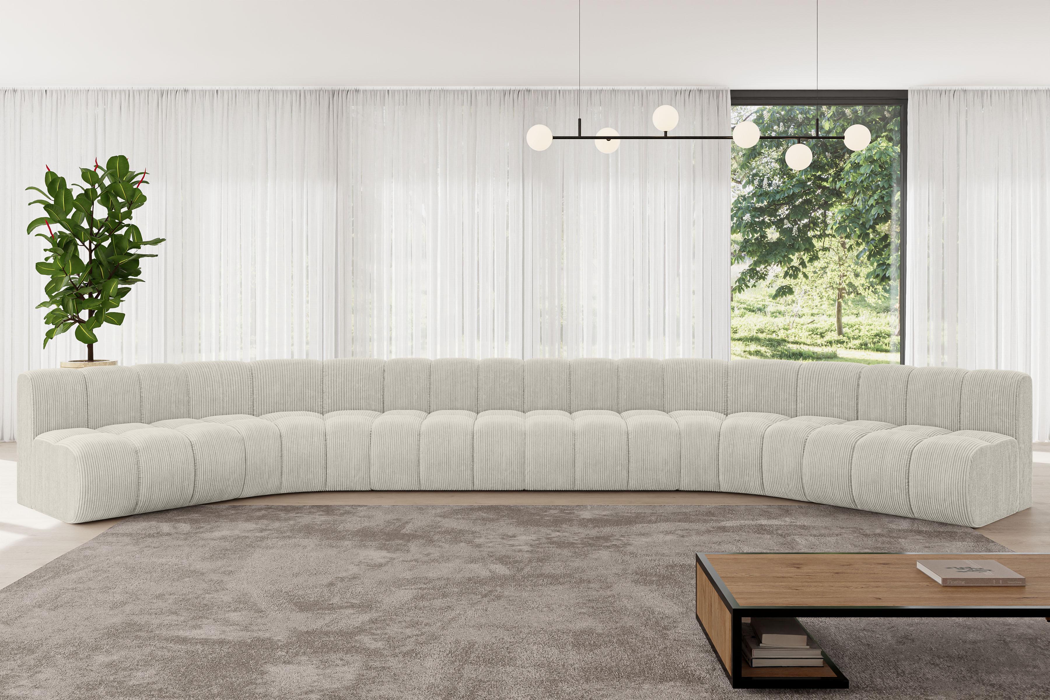 WOHNLANDSCHAFT modulares Sofa Montra-U2 - 581x174x70 cm Creme Textil ALTDECOR Möbel > Sofas & Couches > Wohnlandschaften > Wohnlandschaften U-Form Weiß