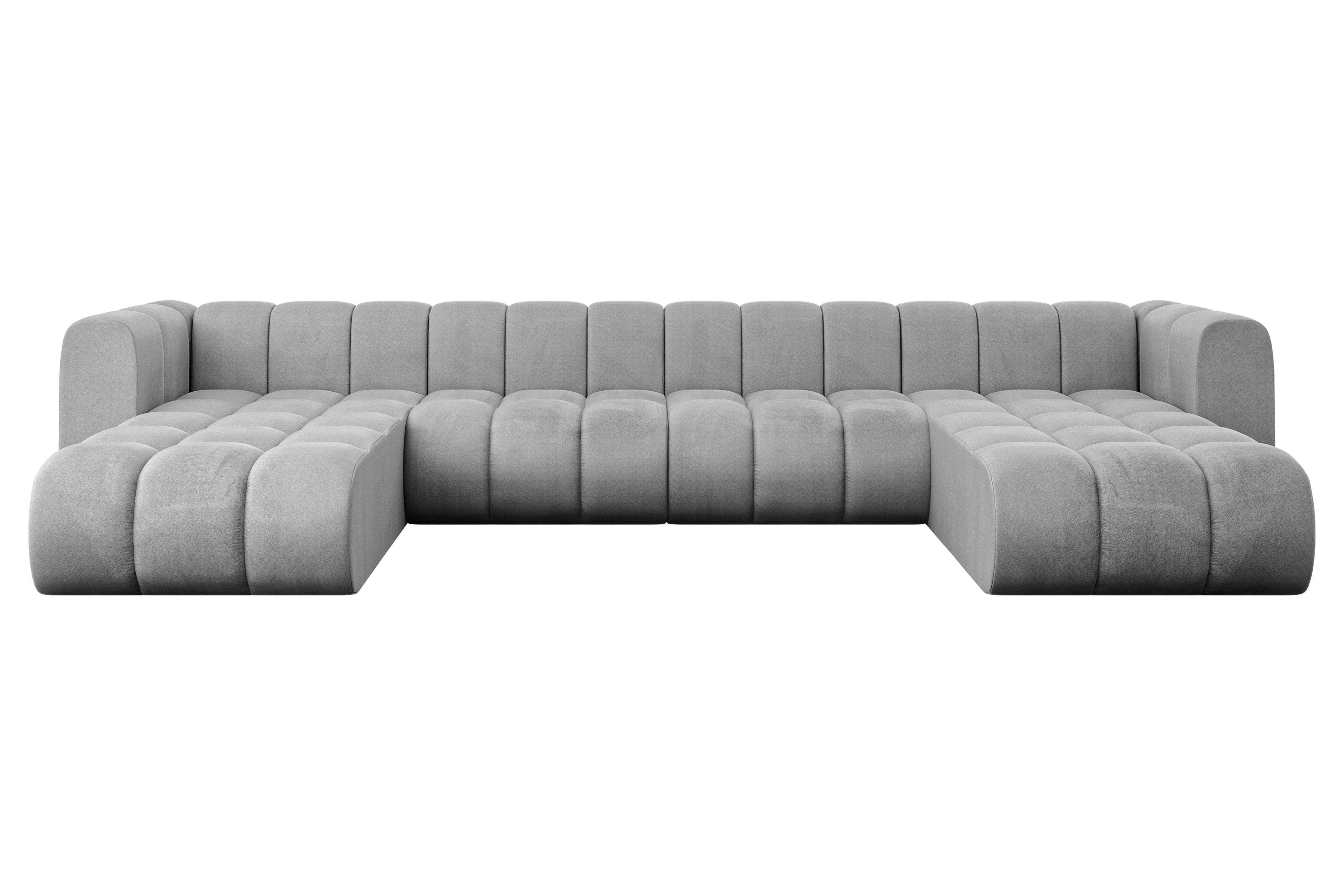 Wohnli Möbelsuche - WOHNLANDSCHAFT modulares Sofa Joren-U2 - 410x177x70 cm Grau