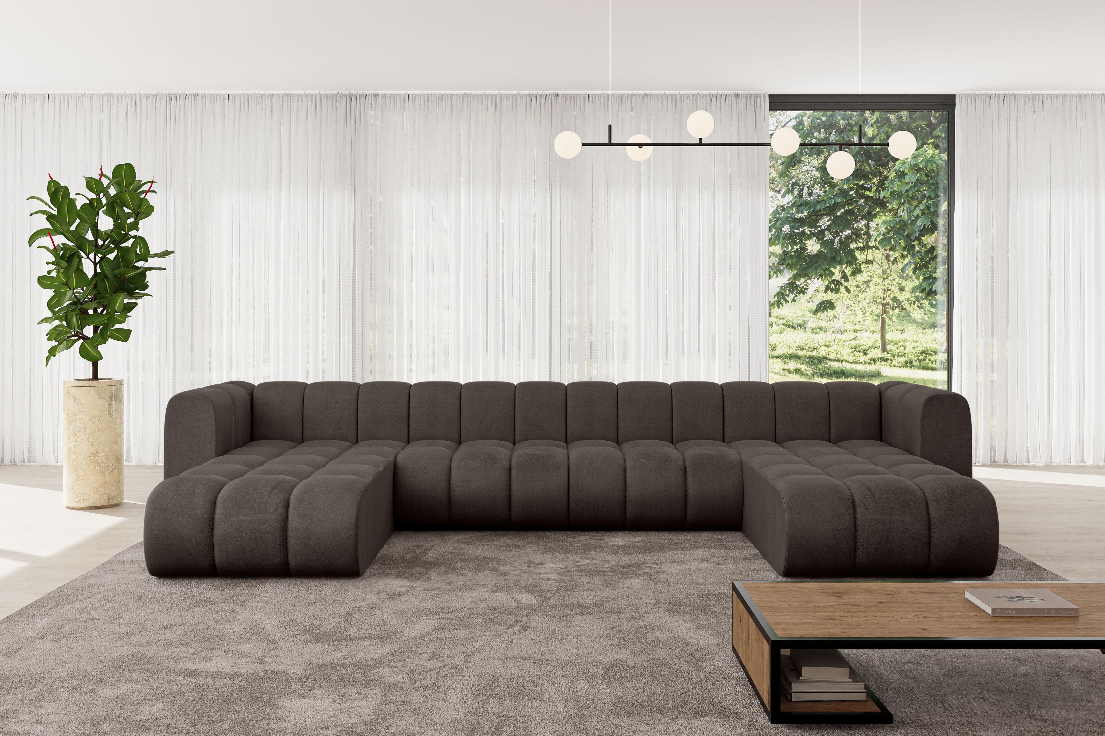 WOHNLANDSCHAFT modulares Sofa Joren-U2 - 410x177x70 cm Braun Textil ALTDECOR Möbel > Sofas & Couches > Wohnlandschaften > Wohnlandschaften U-Form Braun