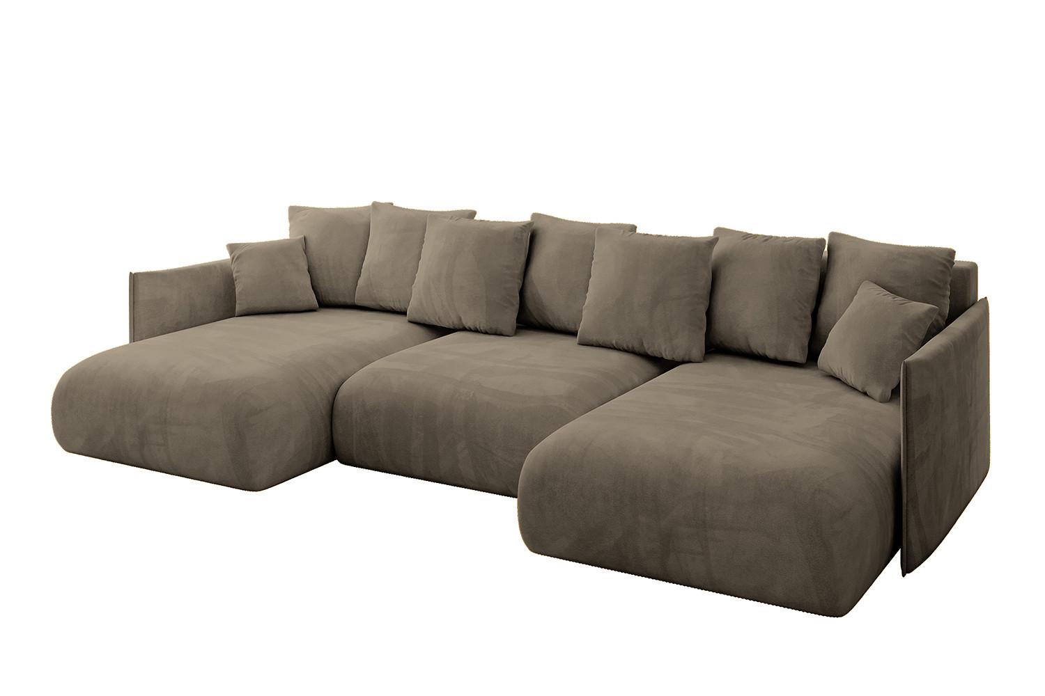 wohnli-moebel-suche-800001616855 Wohnli Möbelsuche - WOHNLANDSCHAFT mit Schlaffunktion und Bettkasten ONESK-U 317x177x72 Braun Velours
