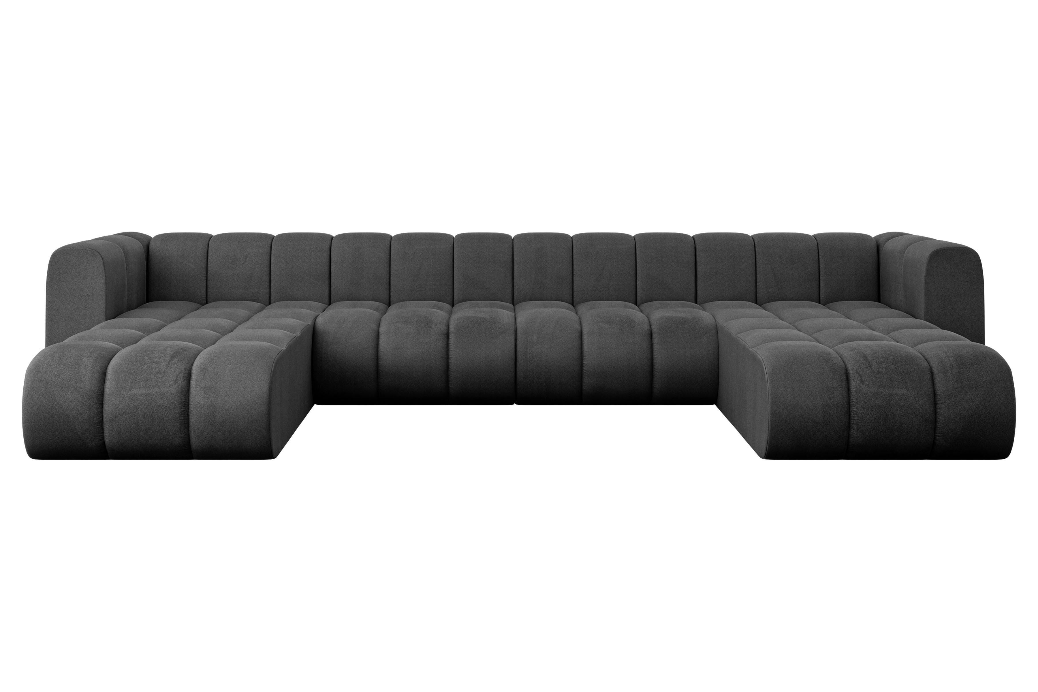 Wohnli Möbelsuche - WOHNLANDSCHAFT modulares Sofa Joren-U2 - 410x177x70 cm Schwarz