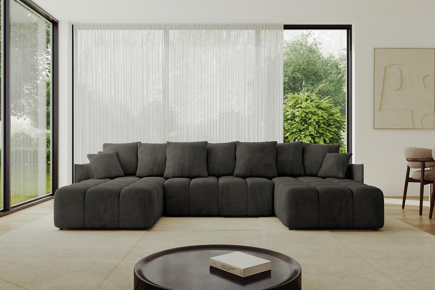 wohnli-moebel-suche-800001616865-1 WOHNLANDSCHAFT LONLI-U 355x189x68 Schwarz Velours Textil ALTDECOR Möbel > Sofas & Couches > Wohnlandschaften > Wohnlandschaften U-Form Schwarz