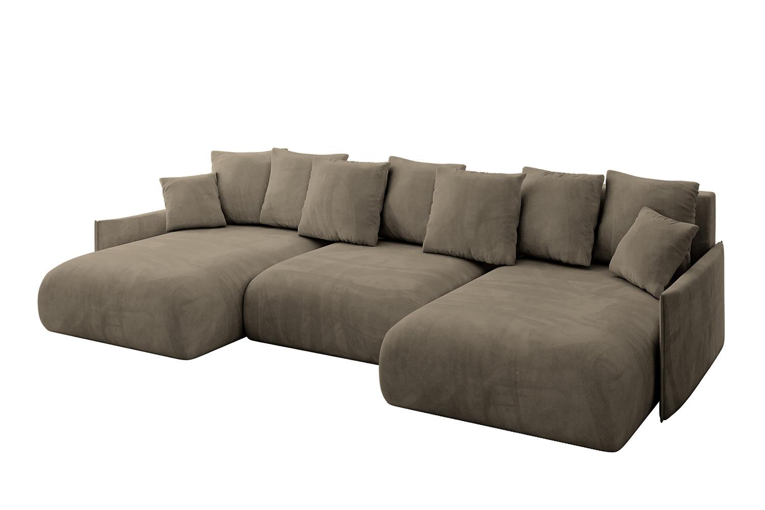 Wohnli Möbelsuche - WOHNLANDSCHAFT mit Schlaffunktion und Bettkasten ONESK-U-v1 317x177x72 Braun Velours