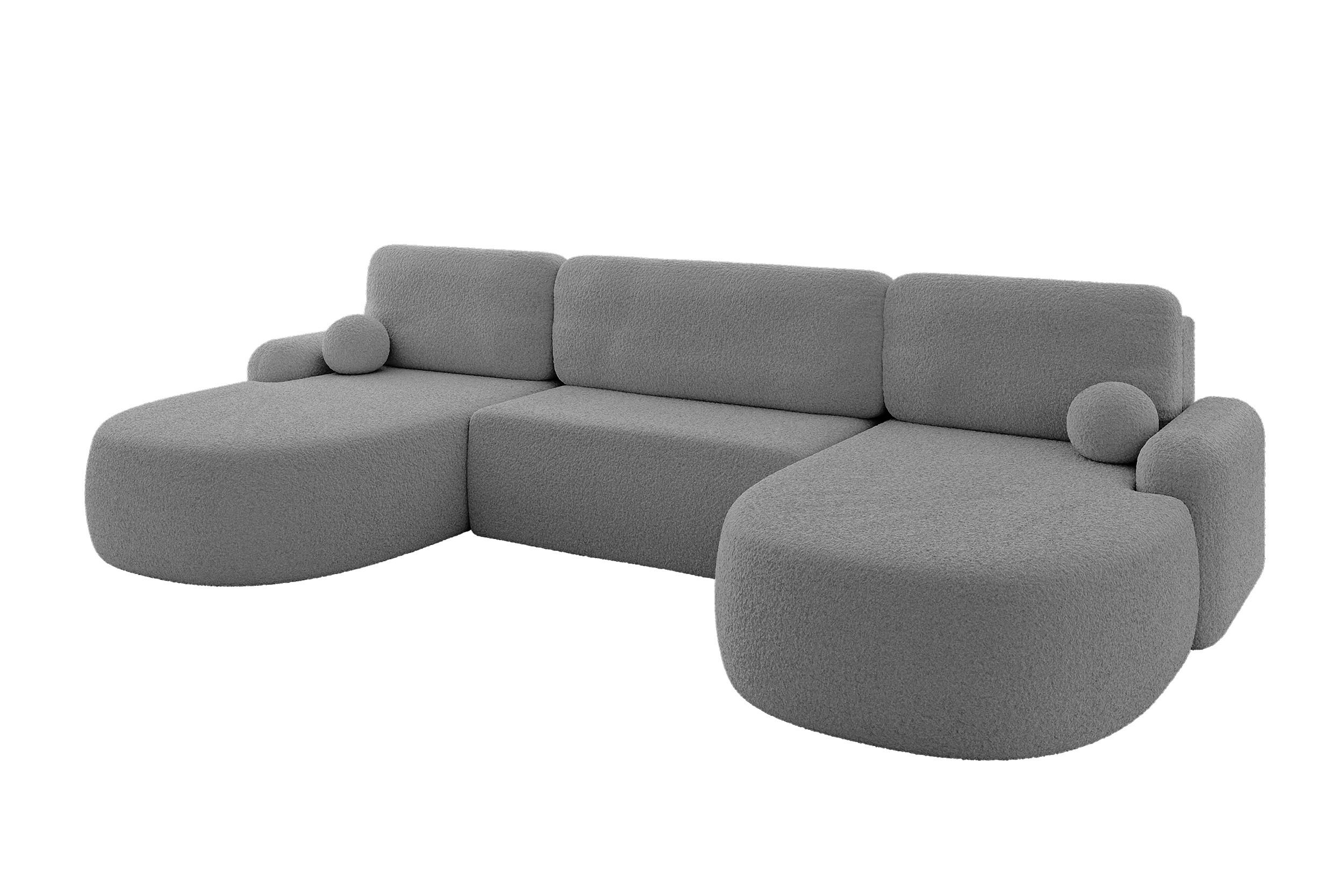 Wohnli Möbelsuche - WOHNLANDSCHAFT mit Schlaffunktion und Bettkasten LIRA-U - 335x172x89 Grau