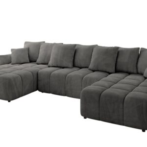 Wohnli Möbelsuche - WOHNLANDSCHAFT LONLI-U 355x189x68 Dunkelgrau Velours