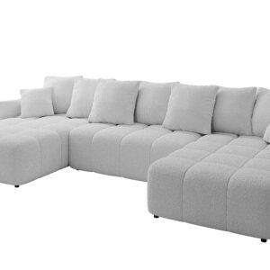 Wohnli Möbelsuche - WOHNLANDSCHAFT LONLI-U 355x189x68 Hellgrau Bouclé