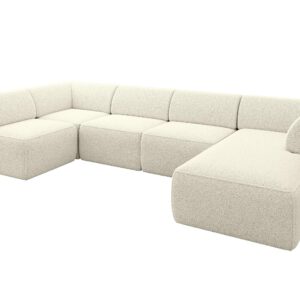 wohnli-moebel-suche-800001616888 Wohnli Möbelsuche - WOHNLANDSCHAFT Ottomane Rechts MOVO-L 345x180x78 cm Beige Bouclé