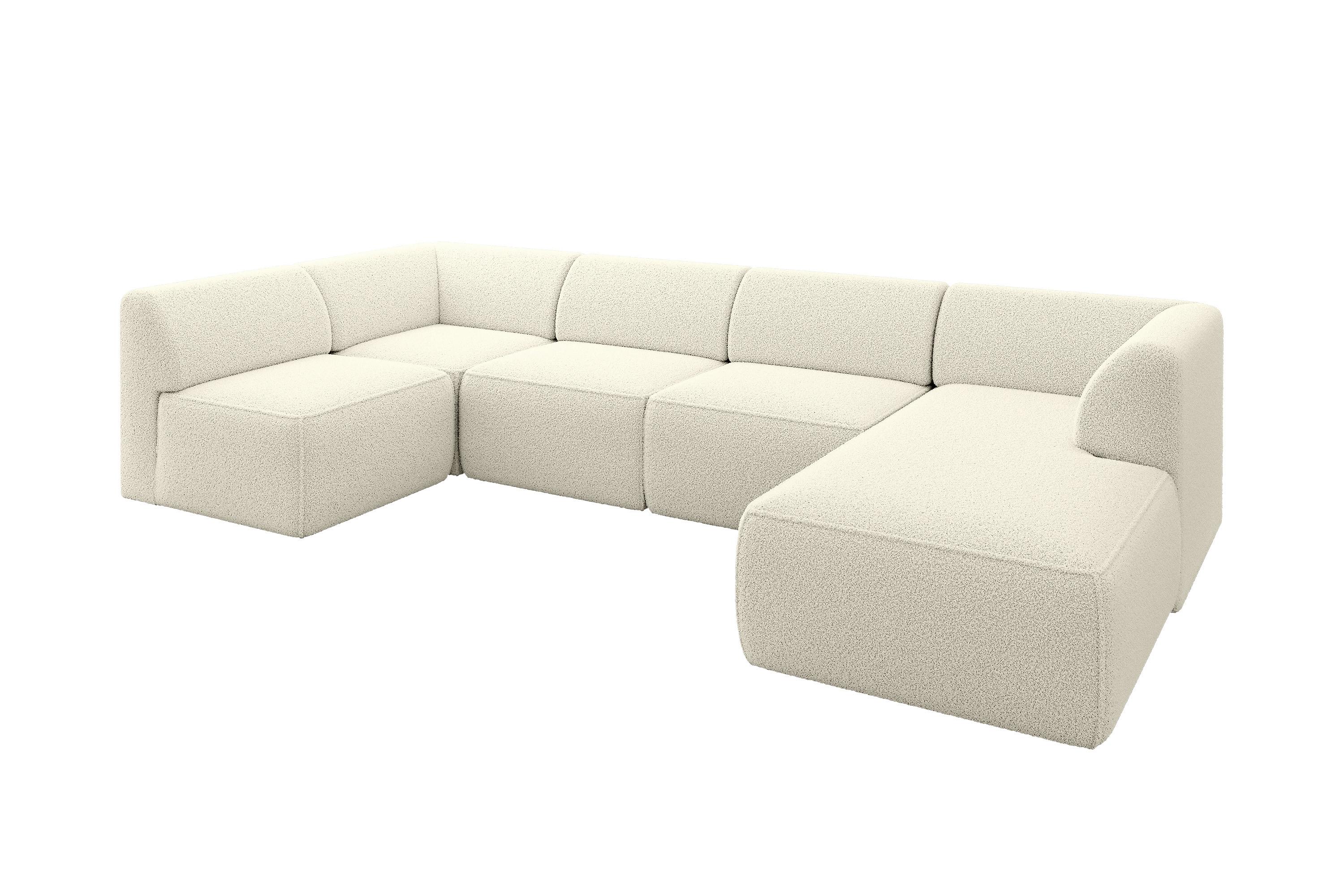 wohnli-moebel-suche-800001616888 Wohnli Möbelsuche - WOHNLANDSCHAFT Ottomane Rechts MOVO-L 345x180x78 cm Beige Bouclé