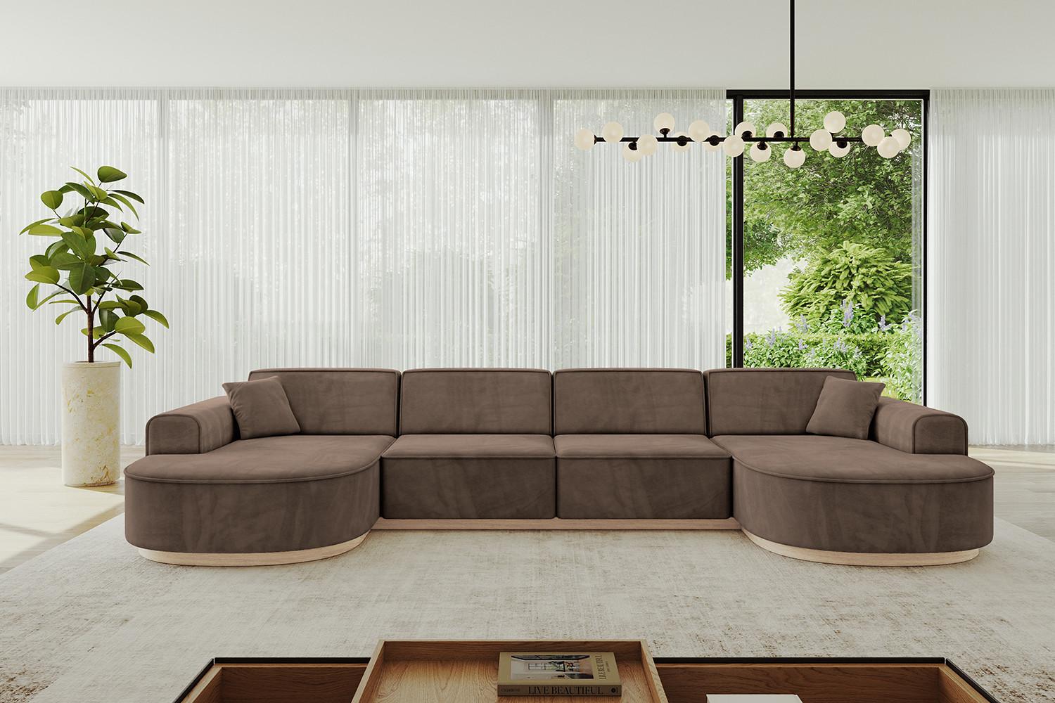 WOHNLANDSCHAFT MARI-U2-v1 - 388x171x83 cm Braun Velours Textil ALTDECOR Möbel > Sofas & Couches > Wohnlandschaften > Wohnlandschaften U-Form Braun