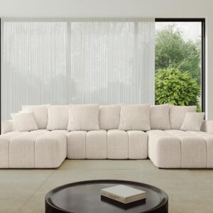 WOHNLANDSCHAFT LONLI-U 355x189x68 Beige Cord Textil ALTDECOR Möbel > Sofas & Couches > Wohnlandschaften > Wohnlandschaften U-Form Beige