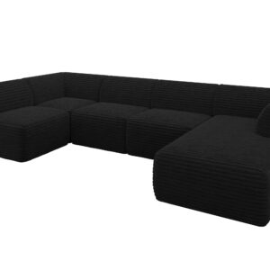 wohnli-moebel-suche-800001616895 Wohnli Möbelsuche - WOHNLANDSCHAFT Ottomane Rechts MOVO-L 345x180x78 cm Schwarz Cord
