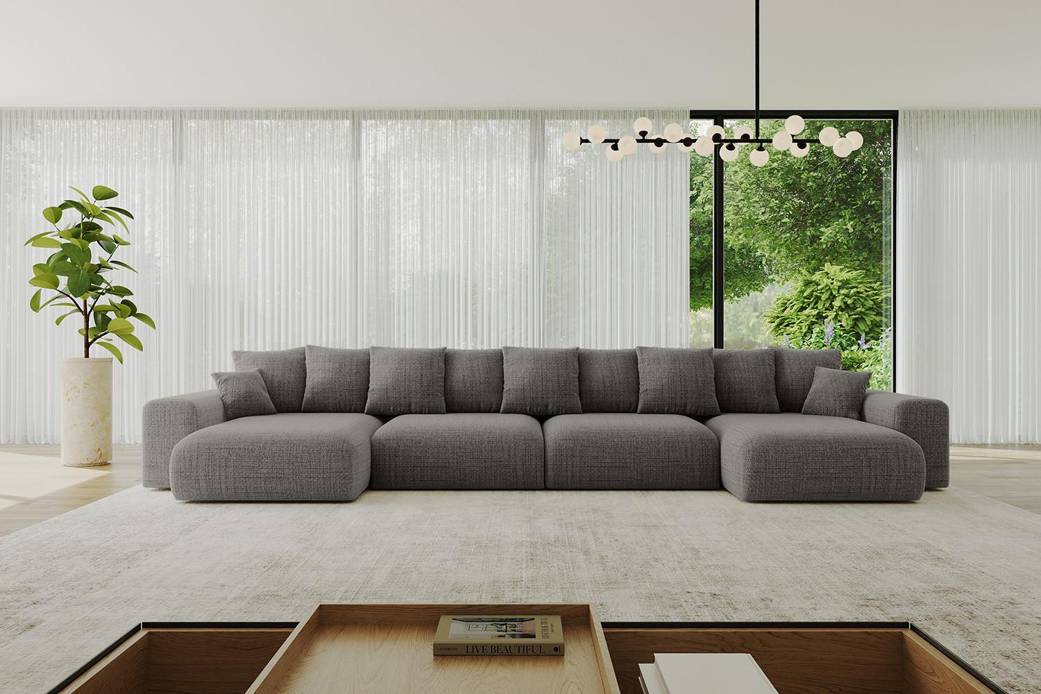 wohnli-moebel-suche-800001616897-1 WOHNLANDSCHAFT mit Schlaffunktion ESKAR-U2-464x176x72cm Grau Textil ALTDECOR Möbel > Sofas & Couches > Wohnlandschaften > Wohnlandschaften U-Form Taupe
