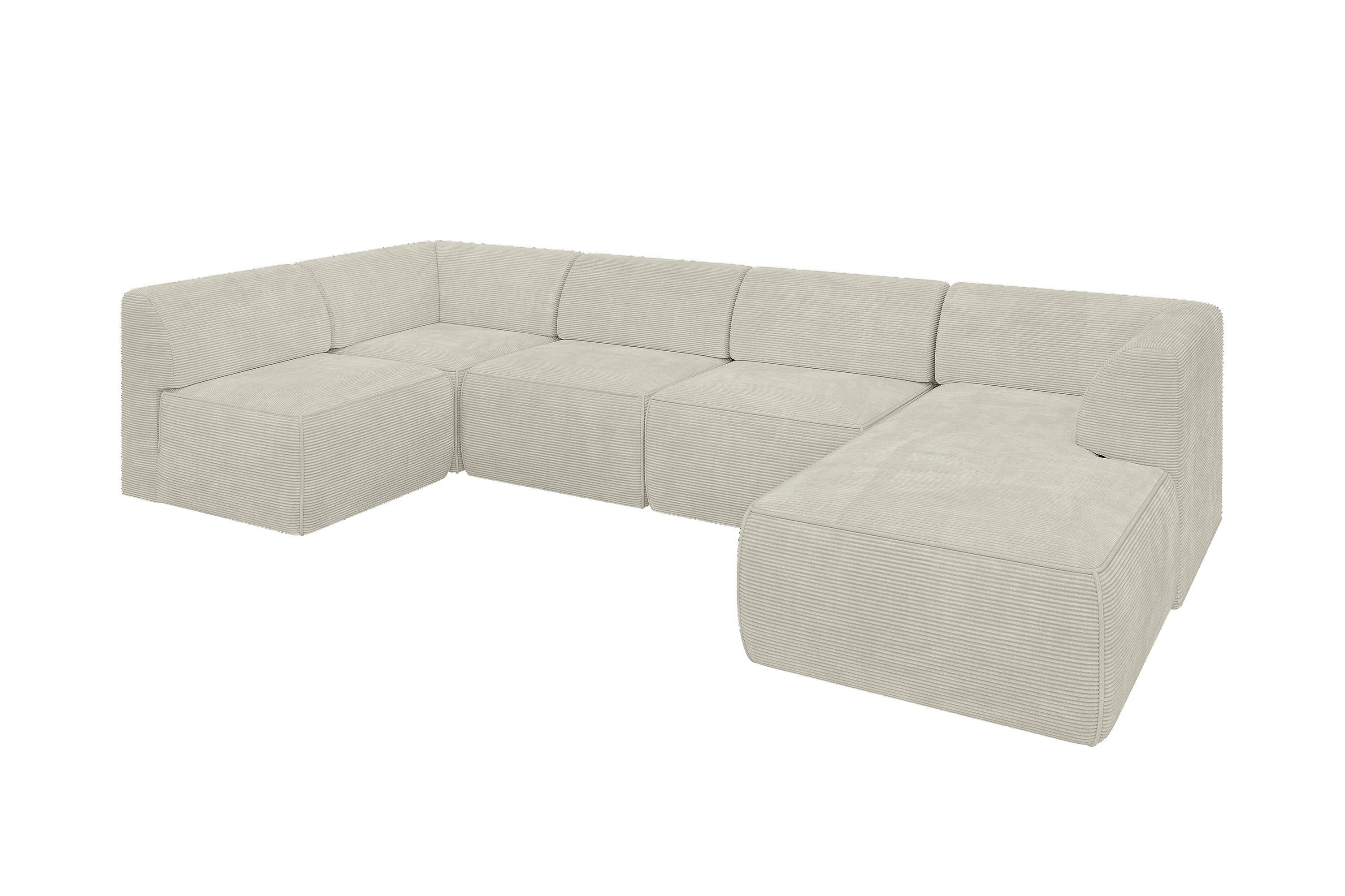 wohnli-moebel-suche-800001616899 Wohnli Möbelsuche - WOHNLANDSCHAFT Ottomane Rechts MOVO-L 345x180x78 cm Cream Cord