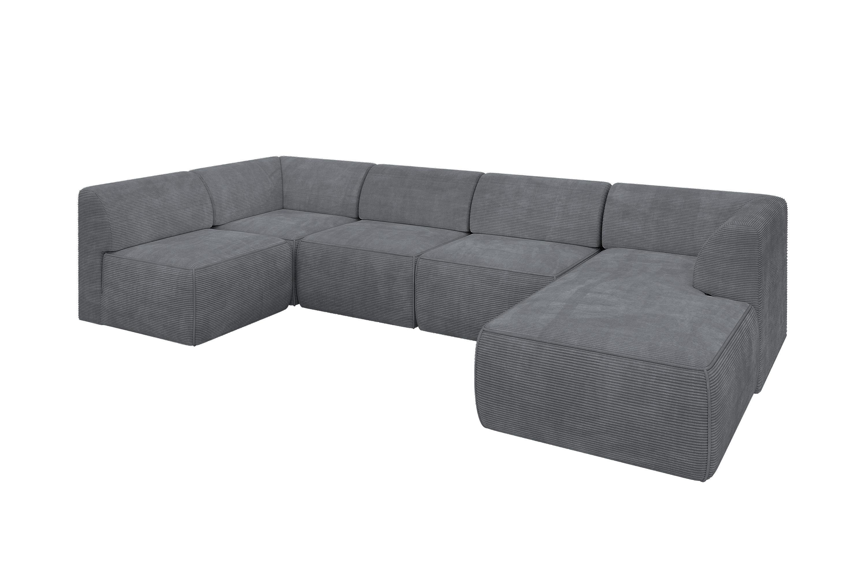 wohnli-moebel-suche-800001616904 Wohnli Möbelsuche - WOHNLANDSCHAFT Ottomane Rechts MOVO-L 345x180x78 cm Dunkelgrau Cord