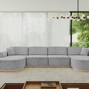 wohnli-moebel-suche-800001616911-1 WOHNLANDSCHAFT MARI-U2-v1 - 388x171x83 cm Grau Velours Textil ALTDECOR Möbel > Sofas & Couches > Wohnlandschaften > Wohnlandschaften U-Form Grau