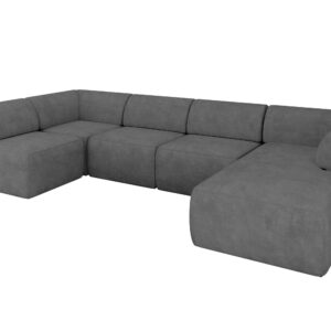 Wohnli Möbelsuche - WOHNLANDSCHAFT Ottomane Rechts MOVO-L 345x180x78 cm Grau Velours