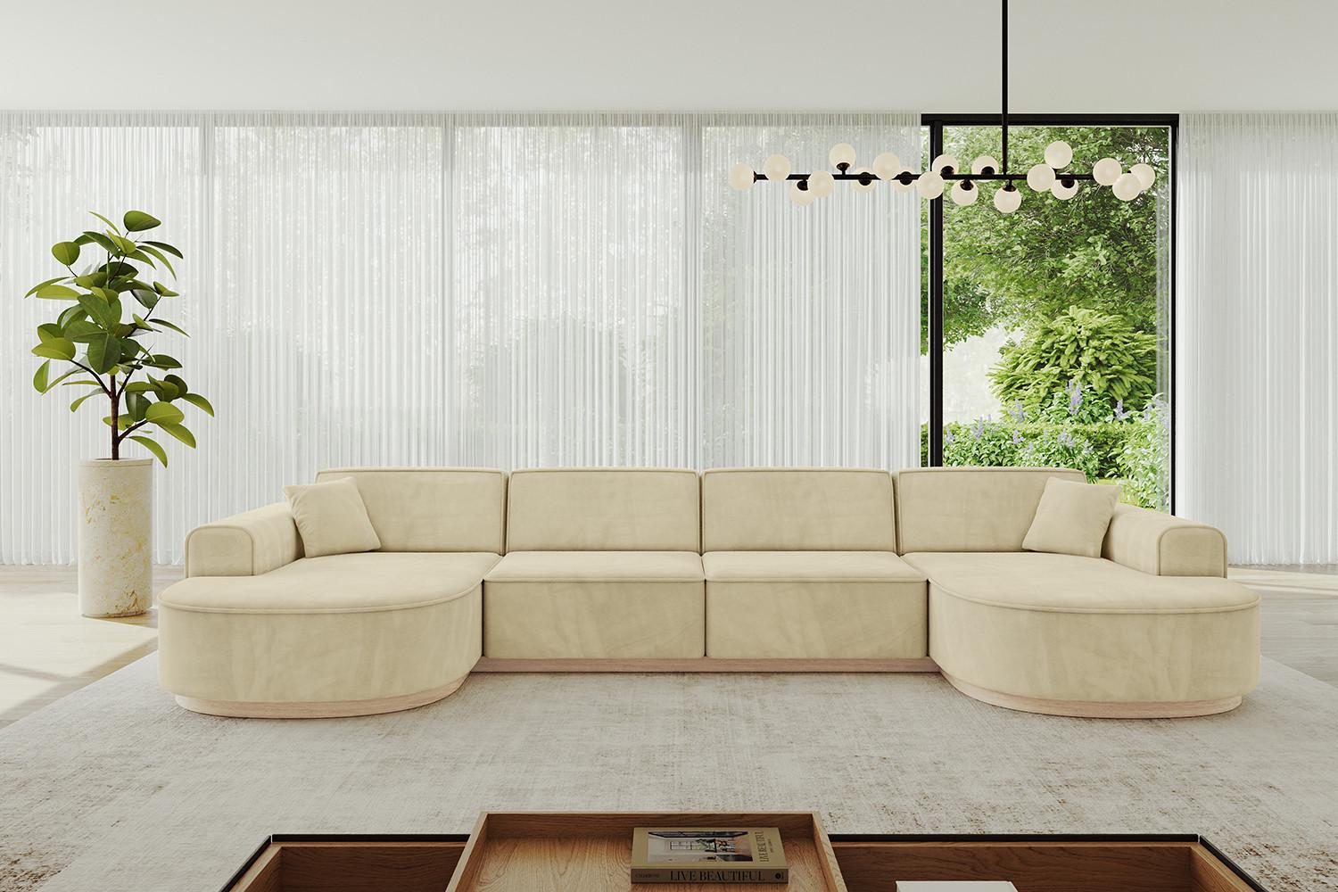 wohnli-moebel-suche-800001616915-1 WOHNLANDSCHAFT MARI-U2-v1 - 388x171x83 cm Beige Velours Textil ALTDECOR Möbel > Sofas & Couches > Wohnlandschaften > Wohnlandschaften U-Form Beige