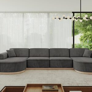 WOHNLANDSCHAFT MARI-U2-v1 - 388x171x83 cm Dunkelgrau Velours Textil ALTDECOR Möbel > Sofas & Couches > Wohnlandschaften > Wohnlandschaften U-Form Grau