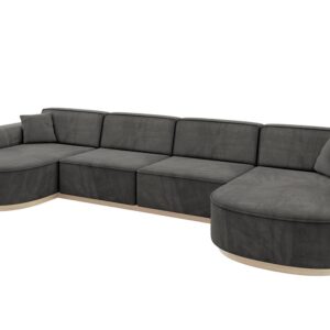 Wohnli Möbelsuche - WOHNLANDSCHAFT MARI-U2-v1 - 388x171x83 cm Dunkelgrau Velours