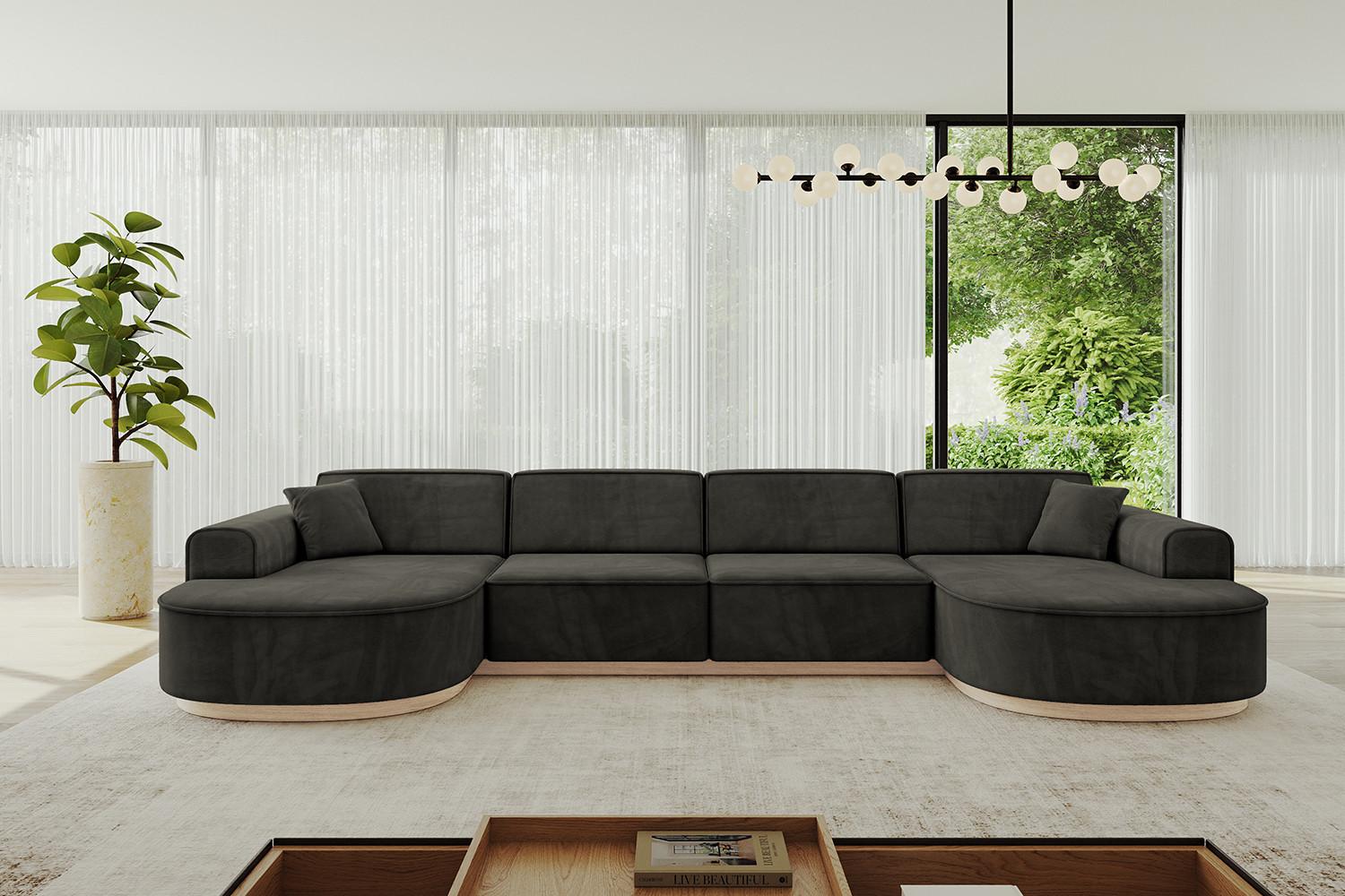wohnli-moebel-suche-800001616927-1 WOHNLANDSCHAFT MARI-U2-v1 - 388x171x83 cm Schwarz Velours Textil ALTDECOR Möbel > Sofas & Couches > Wohnlandschaften > Wohnlandschaften U-Form Schwarz