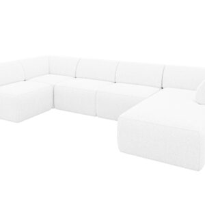 wohnli-moebel-suche-800001616929 Wohnli Möbelsuche - WOHNLANDSCHAFT Ottomane Rechts MOVO-L 345x180x78 cm Weiß Bouclé