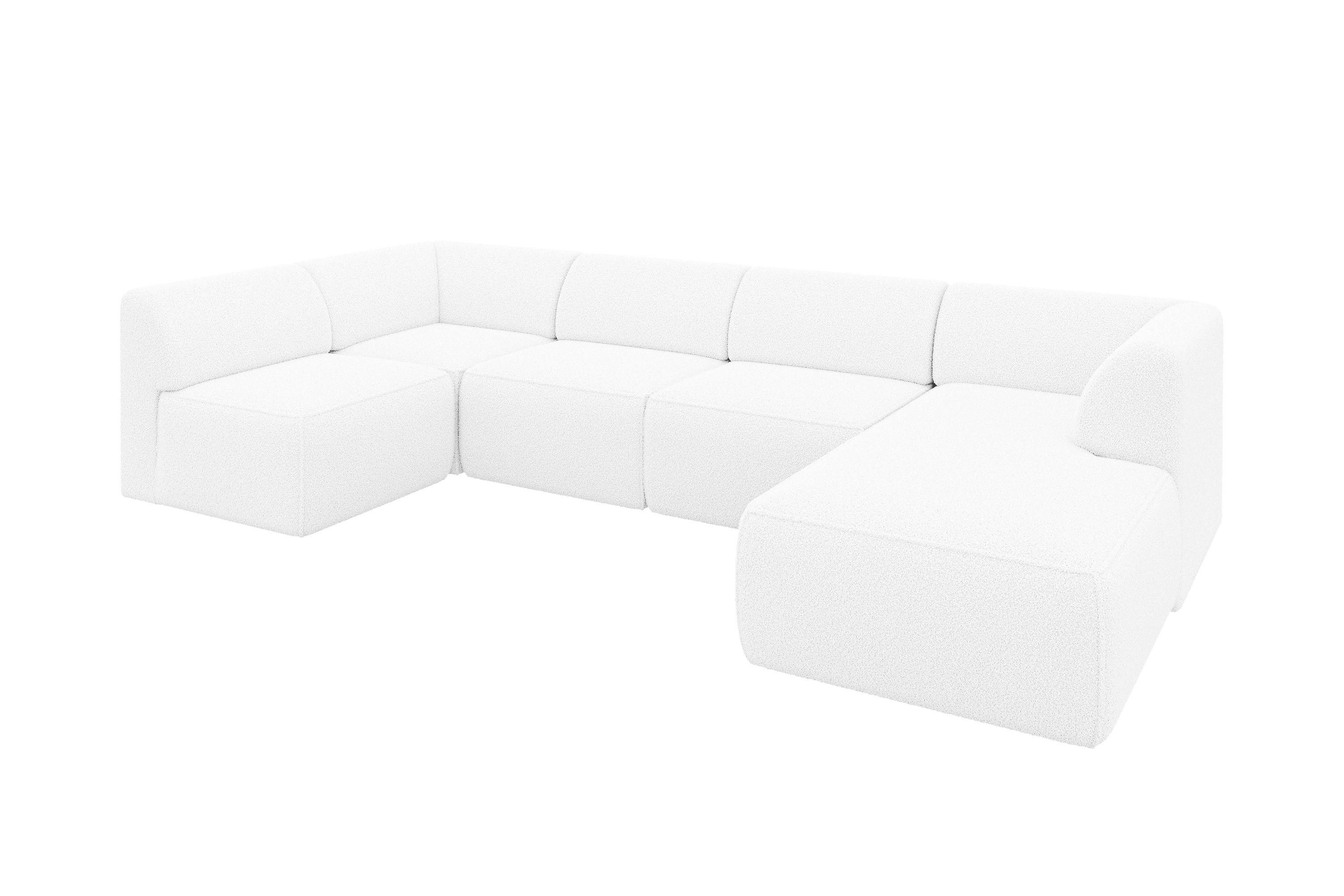 wohnli-moebel-suche-800001616929 Wohnli Möbelsuche - WOHNLANDSCHAFT Ottomane Rechts MOVO-L 345x180x78 cm Weiß Bouclé