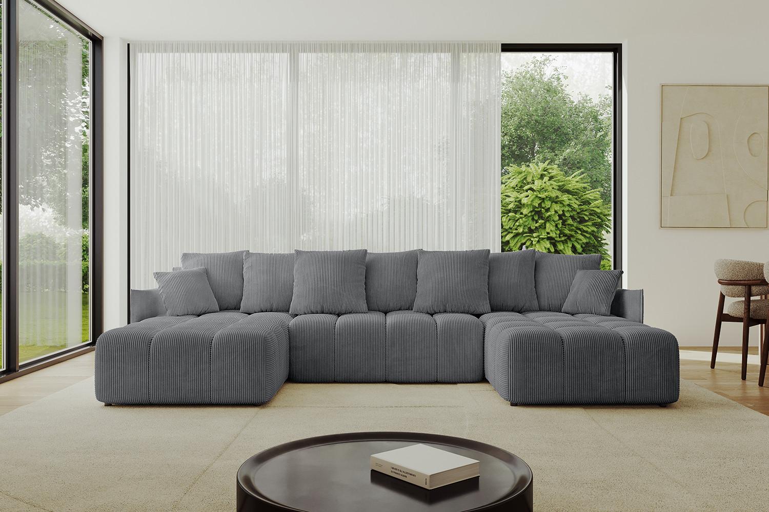 wohnli-moebel-suche-800001616933-1 WOHNLANDSCHAFT LONLI-U 355x189x68 Dunkelgrau Cord Textil ALTDECOR Möbel > Sofas & Couches > Wohnlandschaften > Wohnlandschaften U-Form Grau