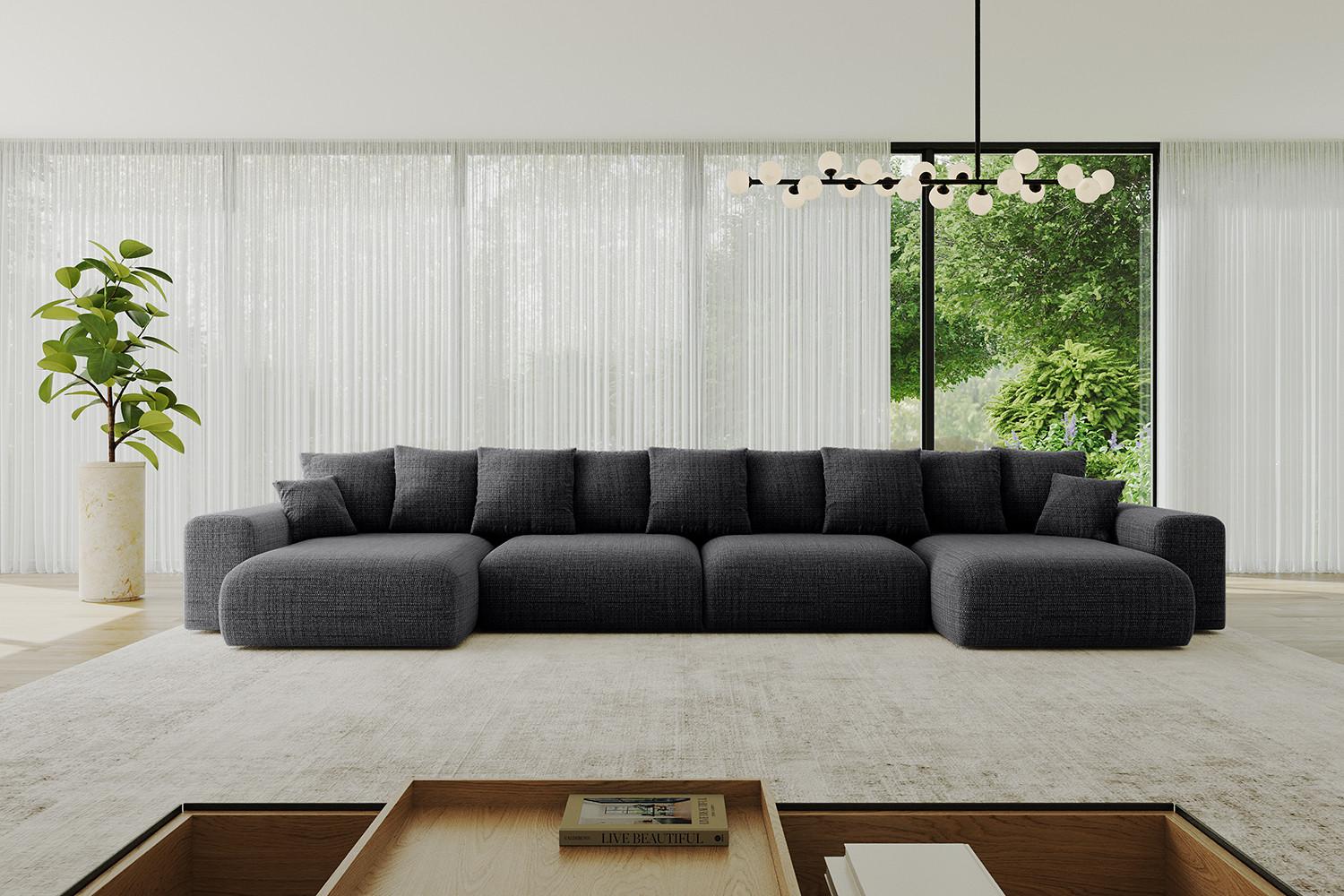 wohnli-moebel-suche-800001616934-1 WOHNLANDSCHAFT mit Schlaffunktion ESKAR-U2-464x176x72cm Schwarz Textil ALTDECOR Möbel > Sofas & Couches > Wohnlandschaften > Wohnlandschaften U-Form Schwarz