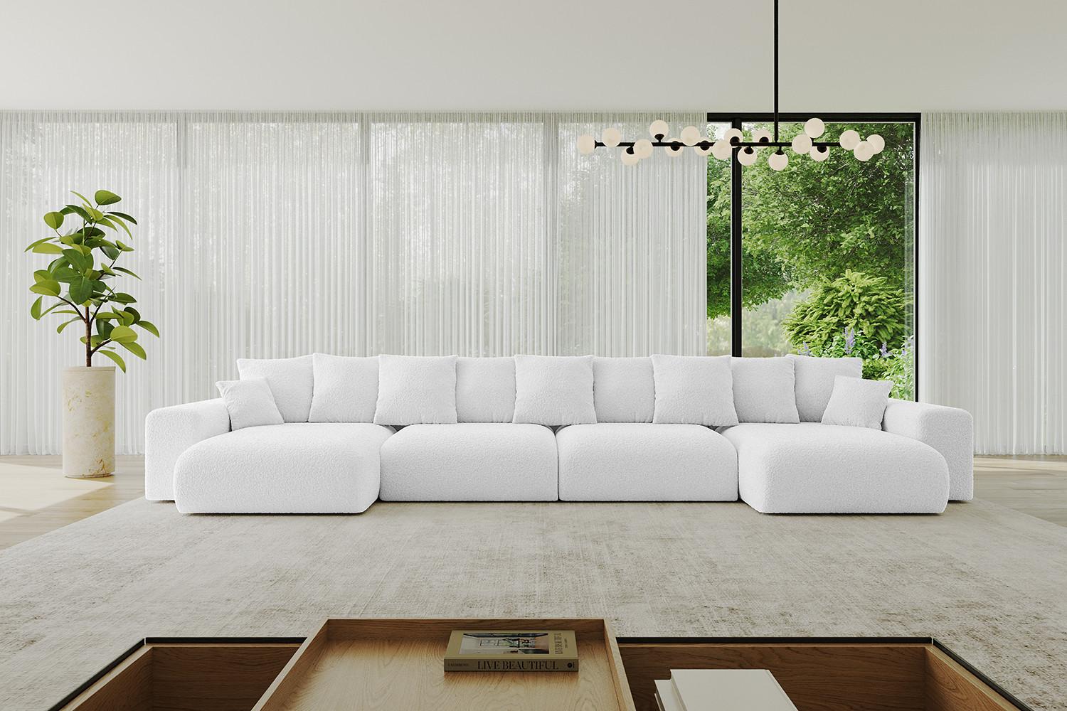 WOHNLANDSCHAFT mit Schlaffunktion ESKAR-U2-464x176x72cm Weiß Textil ALTDECOR Möbel > Sofas & Couches > Wohnlandschaften > Wohnlandschaften U-Form Weiß