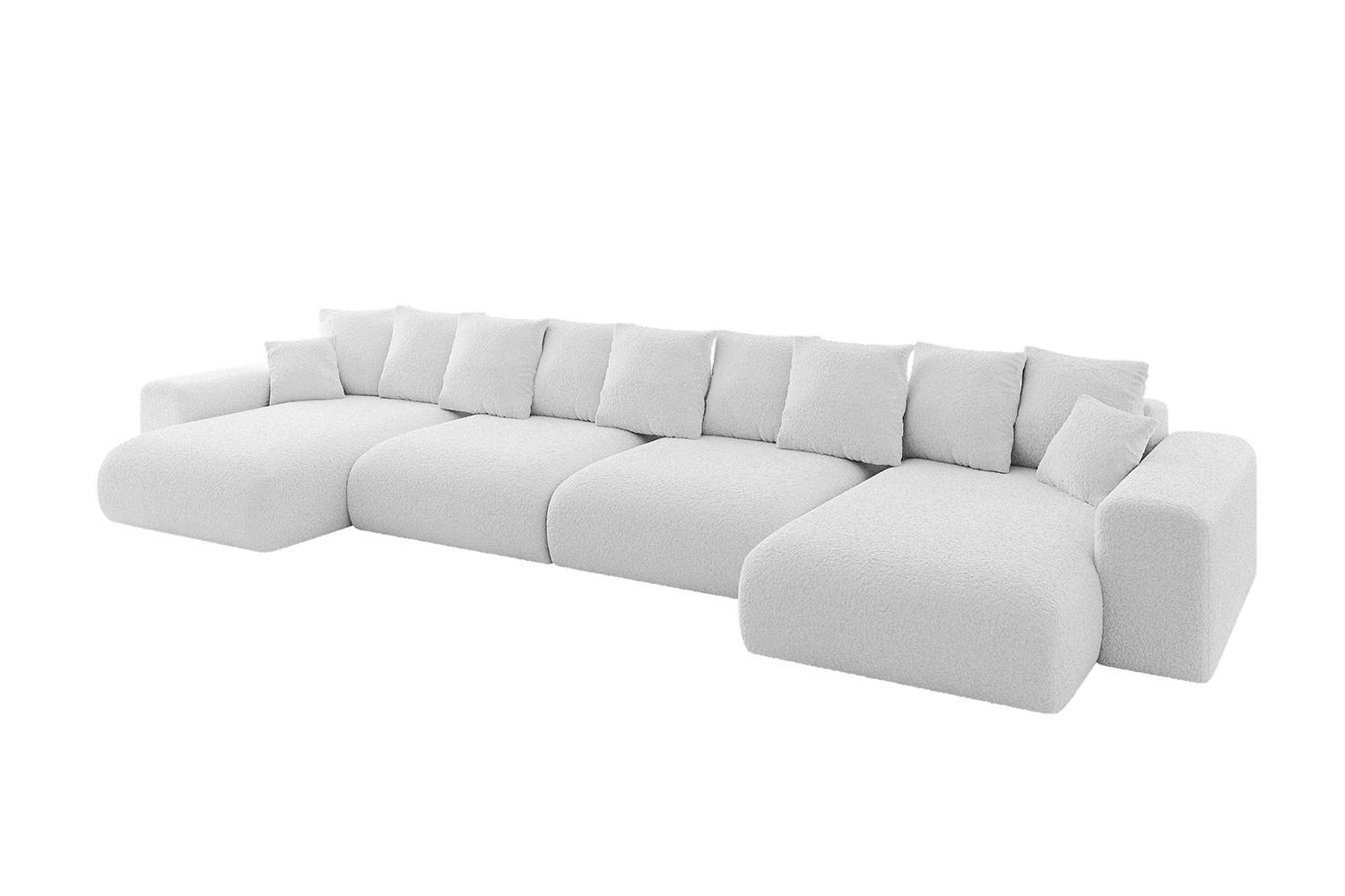 Wohnli Möbelsuche - WOHNLANDSCHAFT mit Schlaffunktion ESKAR-U2-464x176x72cm Weiß