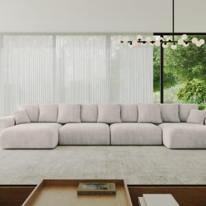 wohnli-moebel-suche-800001616956-1 WOHNLANDSCHAFT mit Schlaffunktion ESKAR-U2-464x176x72cm Hellbraun Textil ALTDECOR Möbel > Sofas & Couches > Wohnlandschaften > Wohnlandschaften U-Form Braun