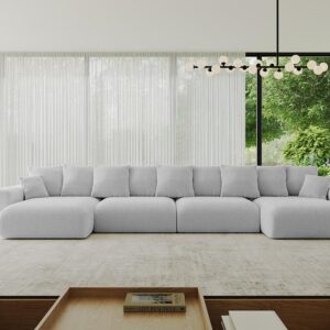 wohnli-moebel-suche-800001616964-1 WOHNLANDSCHAFT mit Schlaffunktion ESKAR-U2-464x176x72cm Hellgrau Textil ALTDECOR Möbel > Sofas & Couches > Wohnlandschaften > Wohnlandschaften U-Form Anthrazit