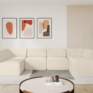 wohnli-moebel-suche-800001616966-1 WOHNLANDSCHAFT Ottomane Rechts MOVO-L 345x180x78 cm Beige Cord Textil ALTDECOR Möbel > Sofas & Couches > Wohnlandschaften > Wohnlandschaften U-Form Beige